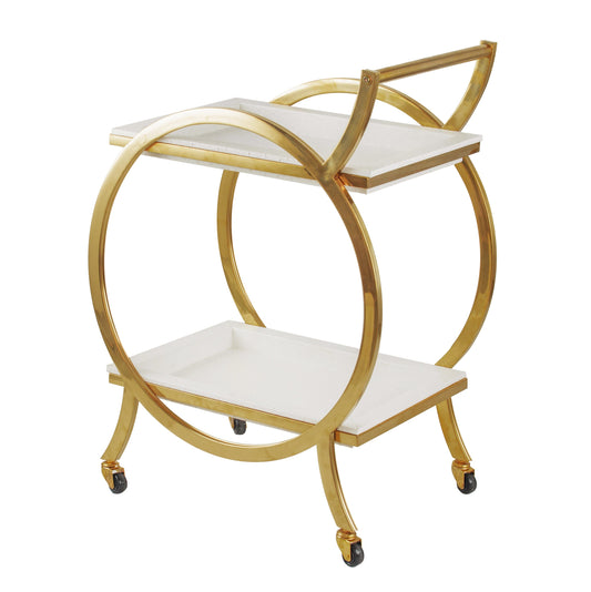 Contemporary Bar Cart – Polished Steel Frame - decorstore