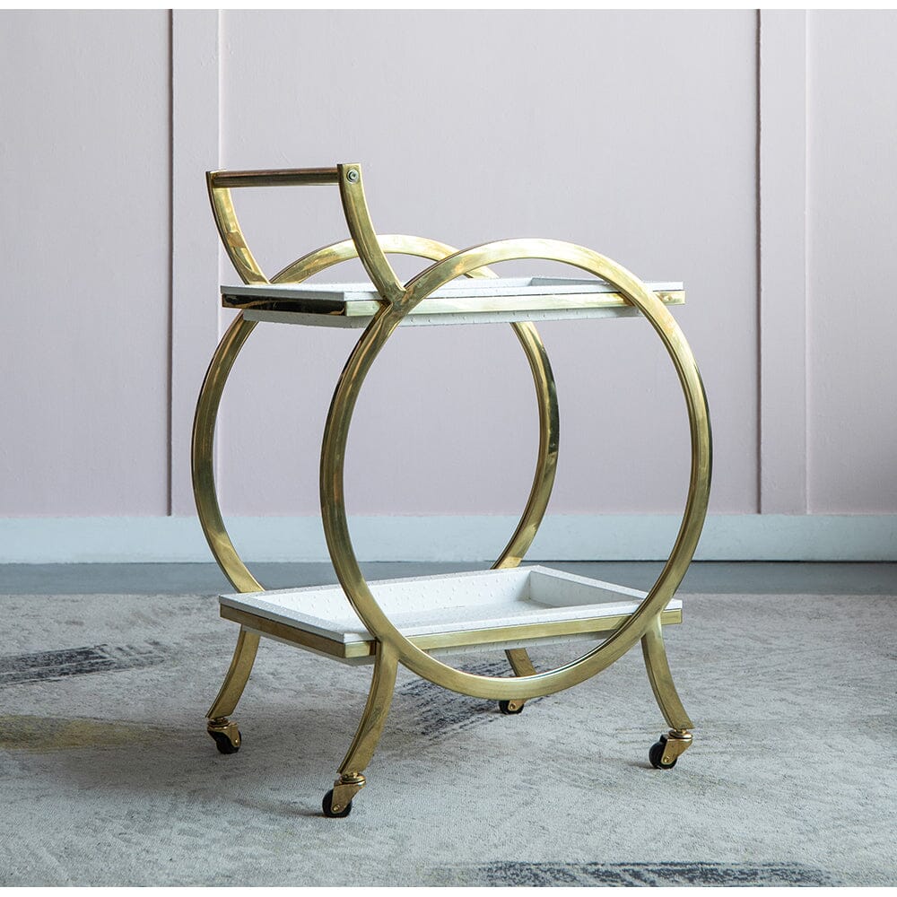 Contemporary Bar Cart – Polished Steel Frame - decorstore