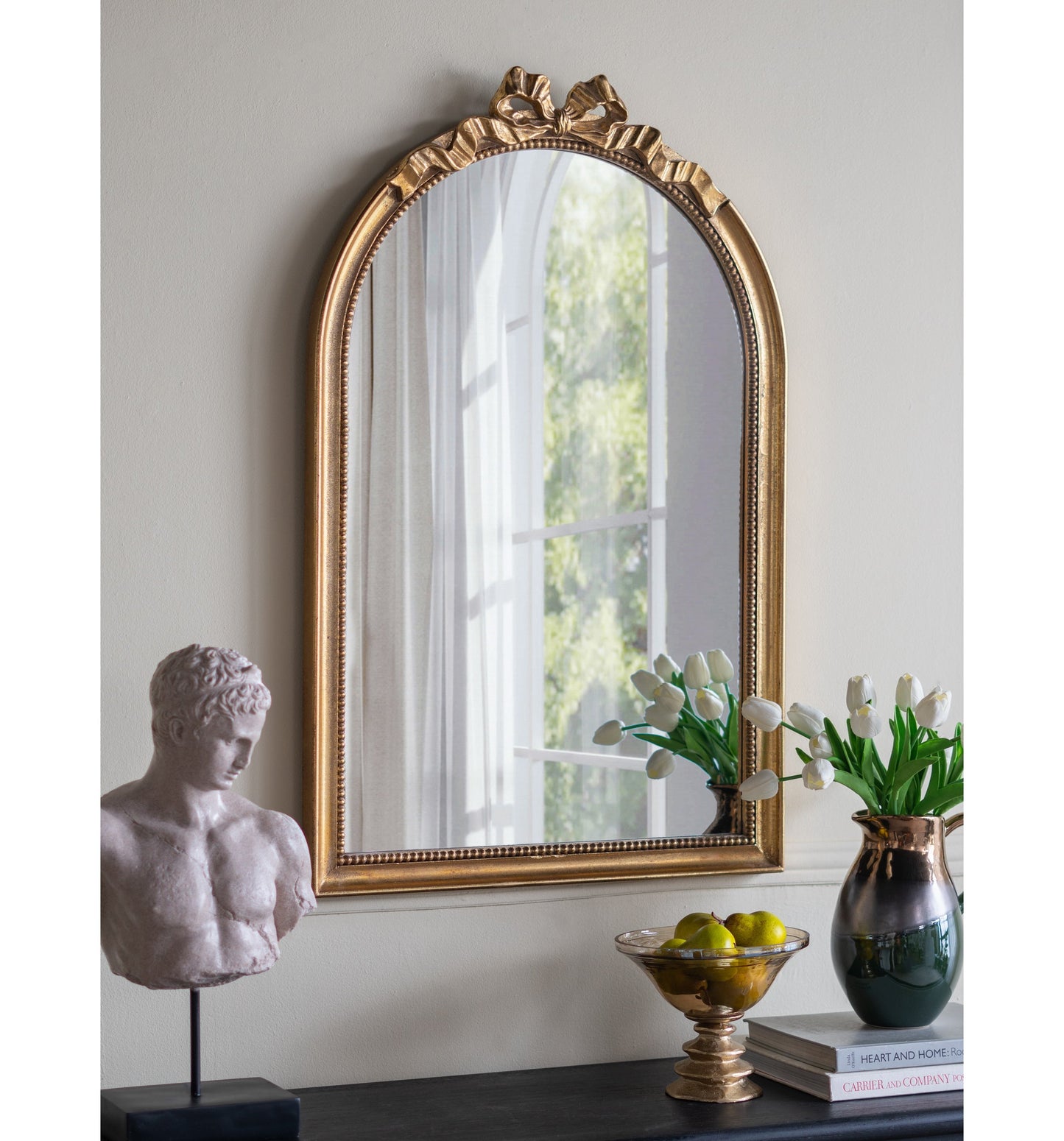 Stockholm Arched Gold Bow Mirror - decorstore