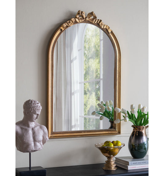 Stockholm Arched Gold Bow Mirror - decorstore