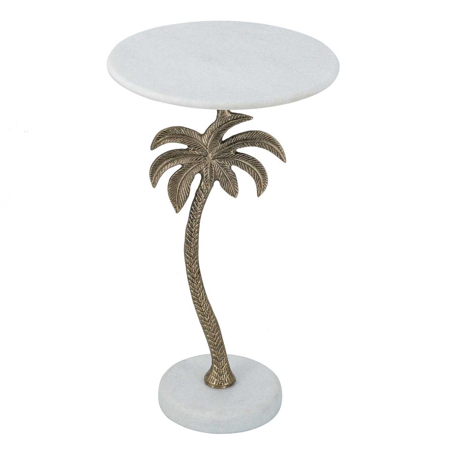 legant Side Table – Marble Top, Palm Carved Base - decorstore