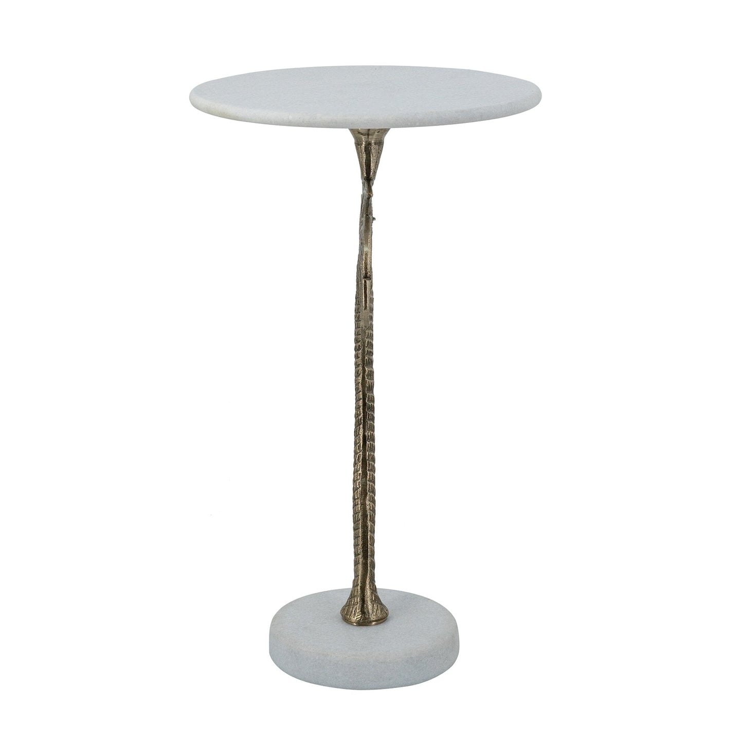 legant Side Table – Marble Top, Palm Carved Base - decorstore