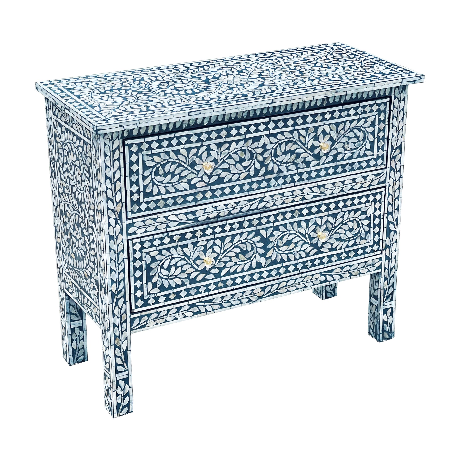 Mother of Pearl Curved Inlay Chest – Coastal Blue - decorstore