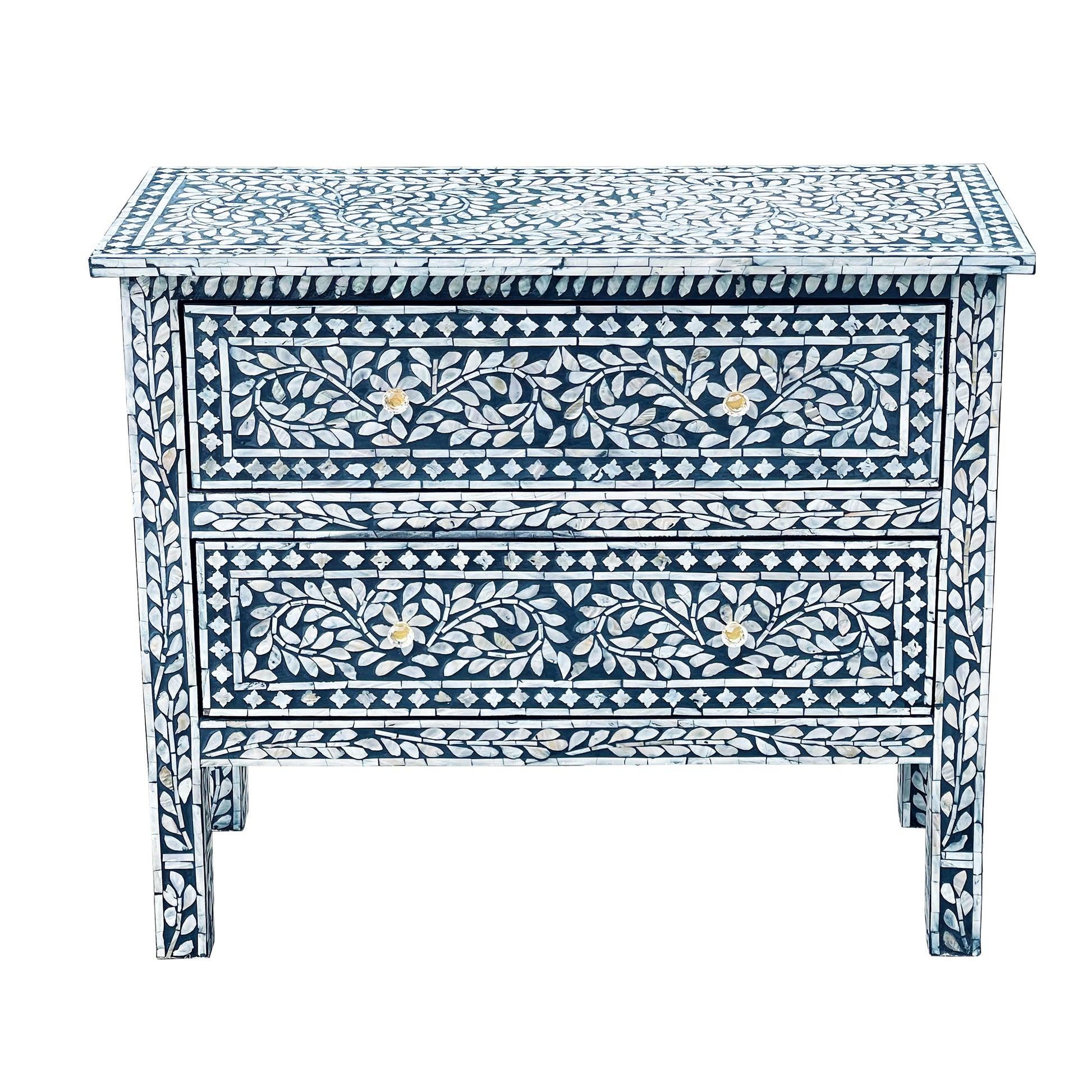 Mother of Pearl Curved Inlay Chest – Coastal Blue - decorstore