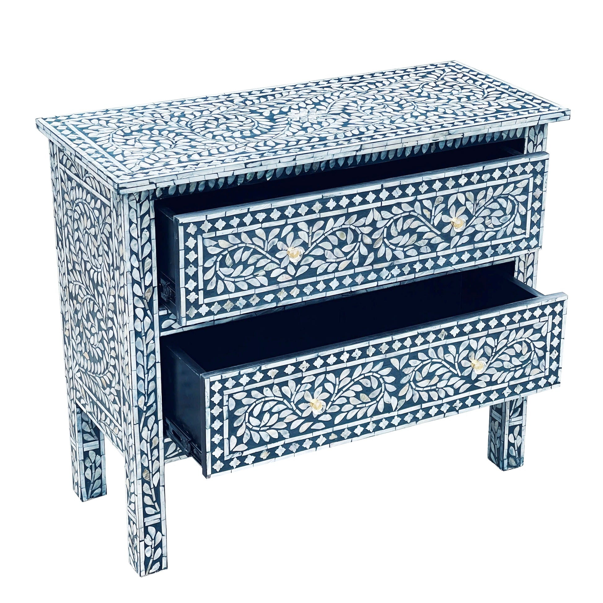 Mother of Pearl Curved Inlay Chest – Coastal Blue - decorstore