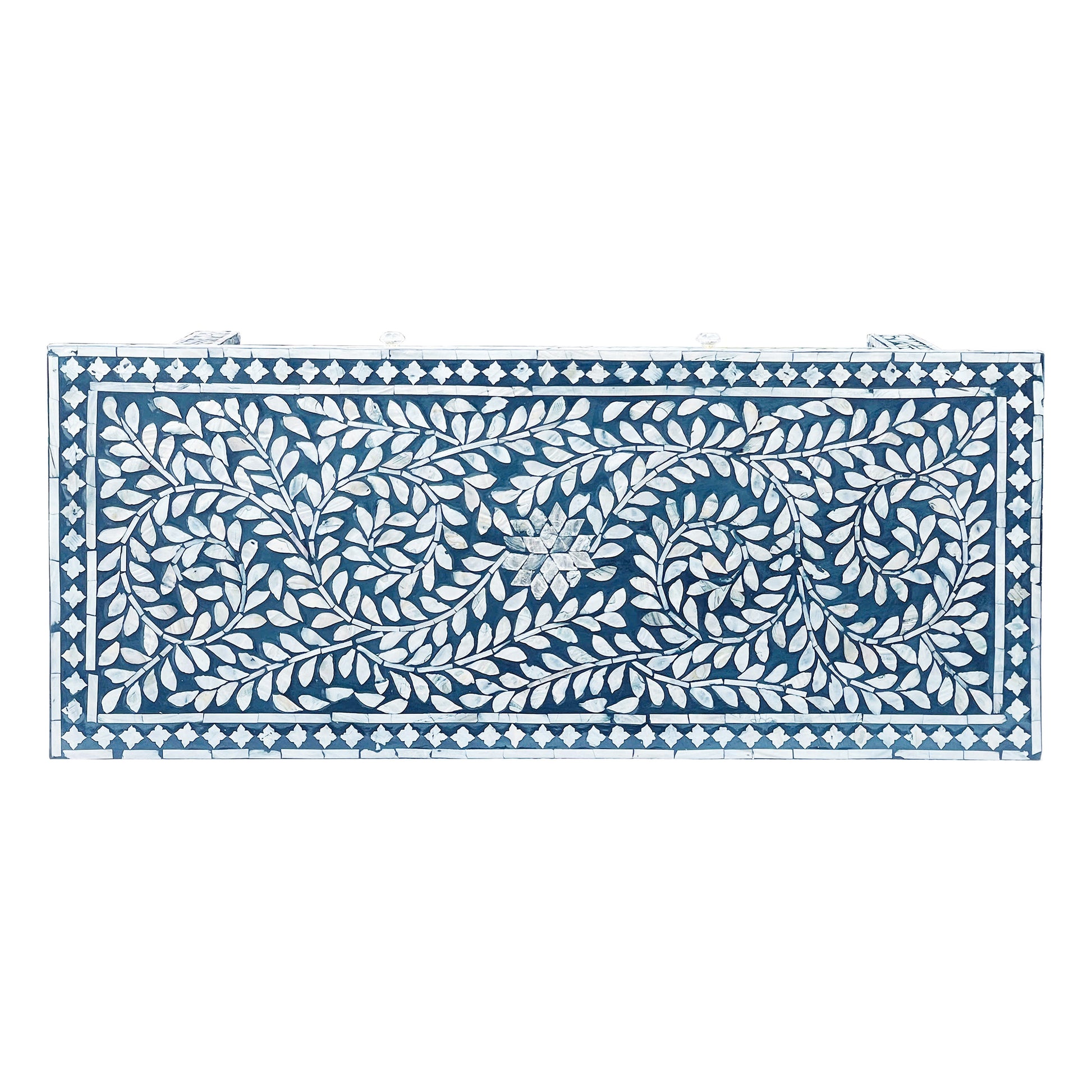 Mother of Pearl Curved Inlay Chest – Coastal Blue - decorstore