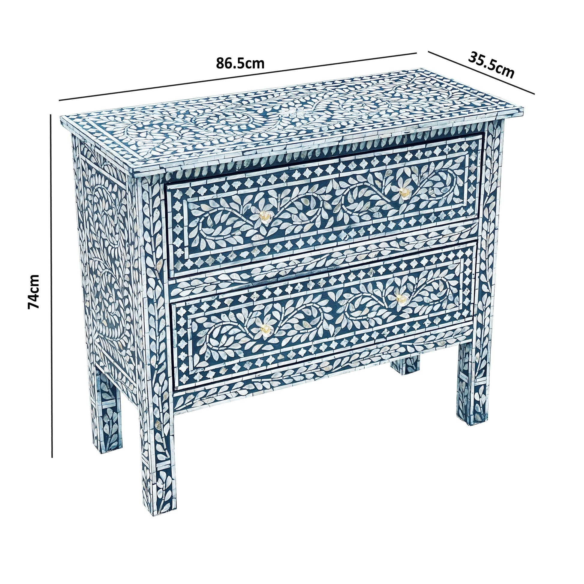 Mother of Pearl Curved Inlay Chest – Coastal Blue - decorstore