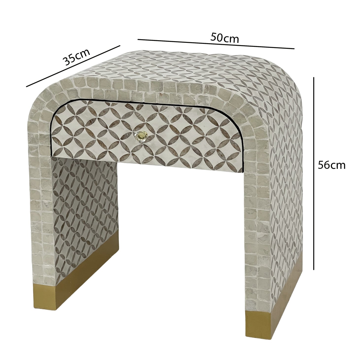 Eclipse Mother of Pearl Hand Inlay Bedside Table