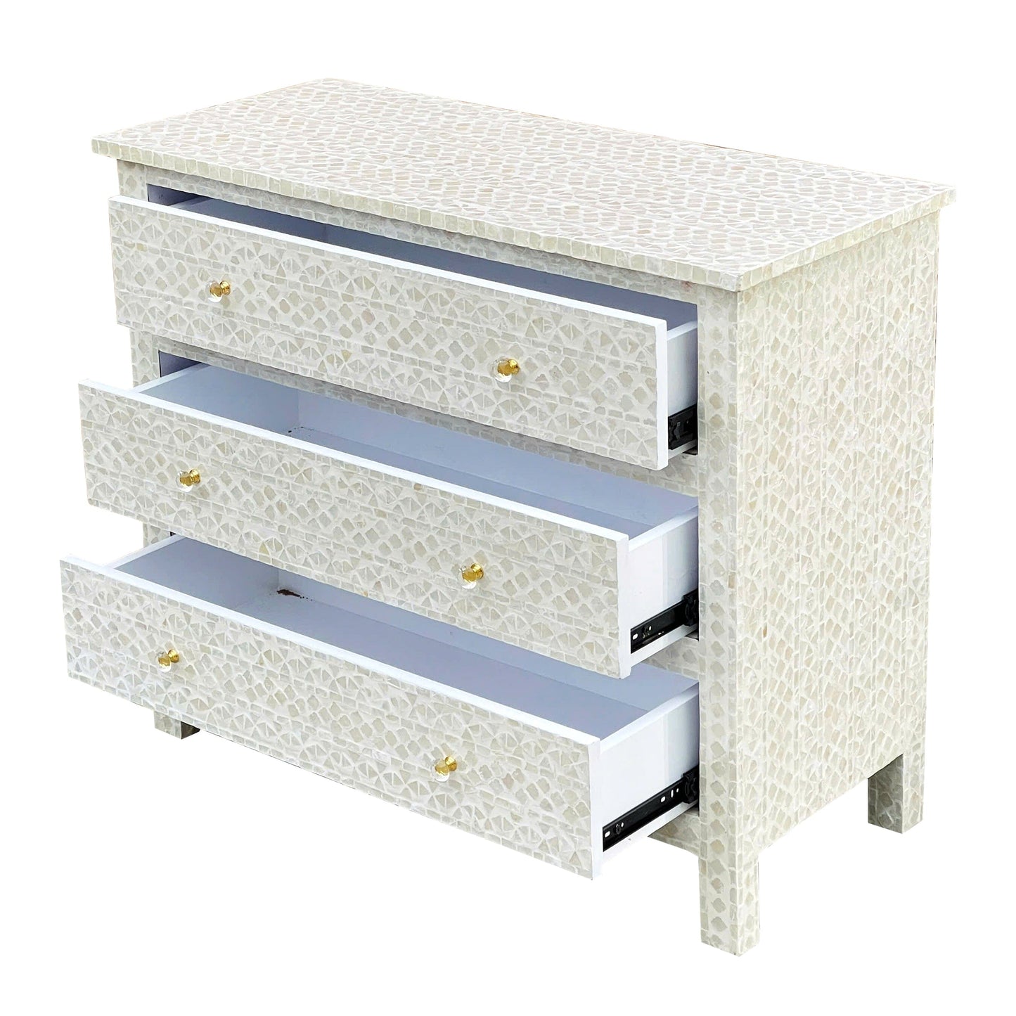 Mother of Pearl Chest – Black & White Inlay Finish - decorstore
