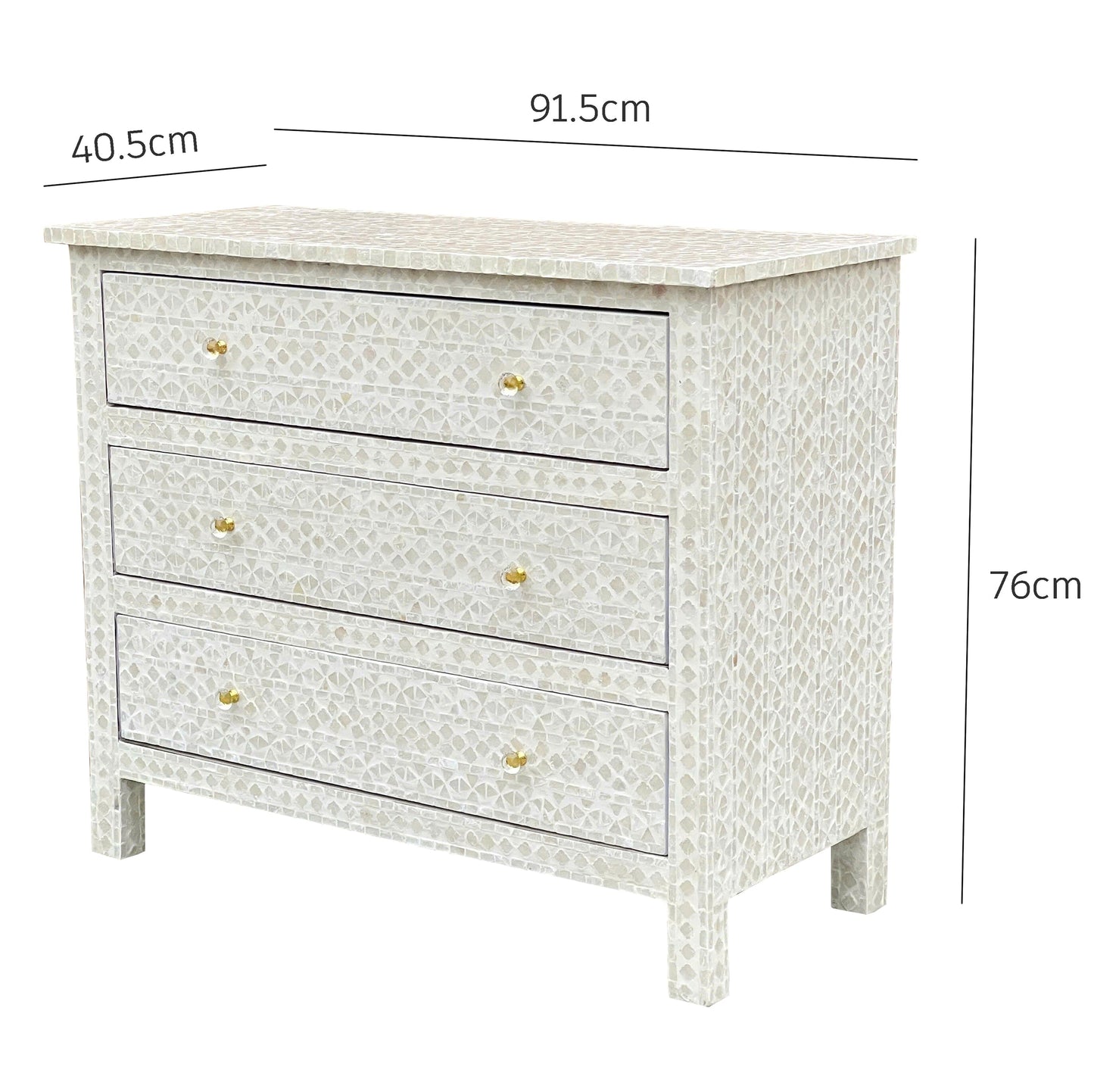 Mother of Pearl Chest – Black & White Inlay Finish - decorstore