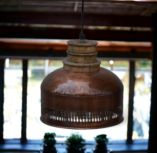 Copper And Wood Railing Lampshade - decorstore