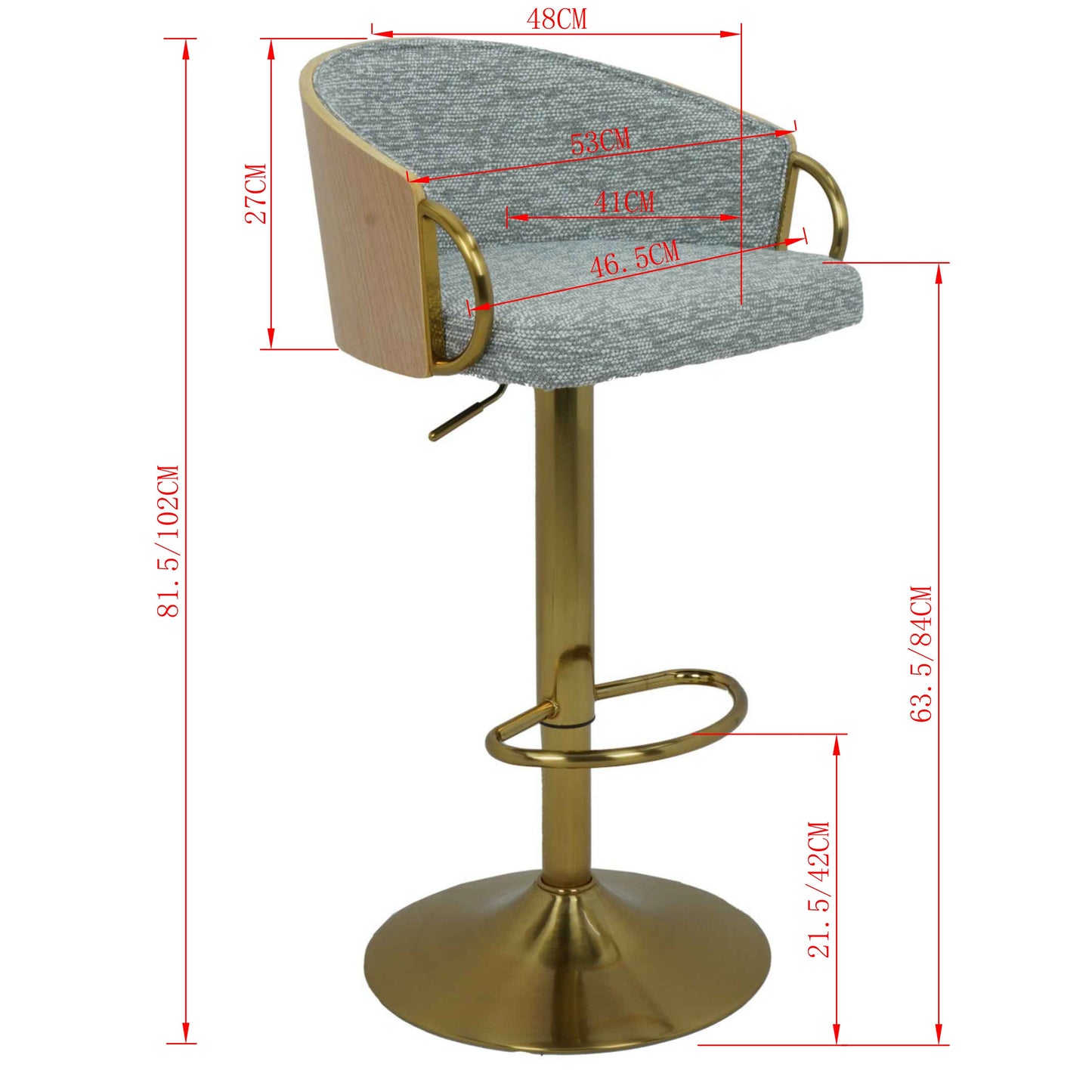 Luxury Grey/Gold Accent Bar Stool