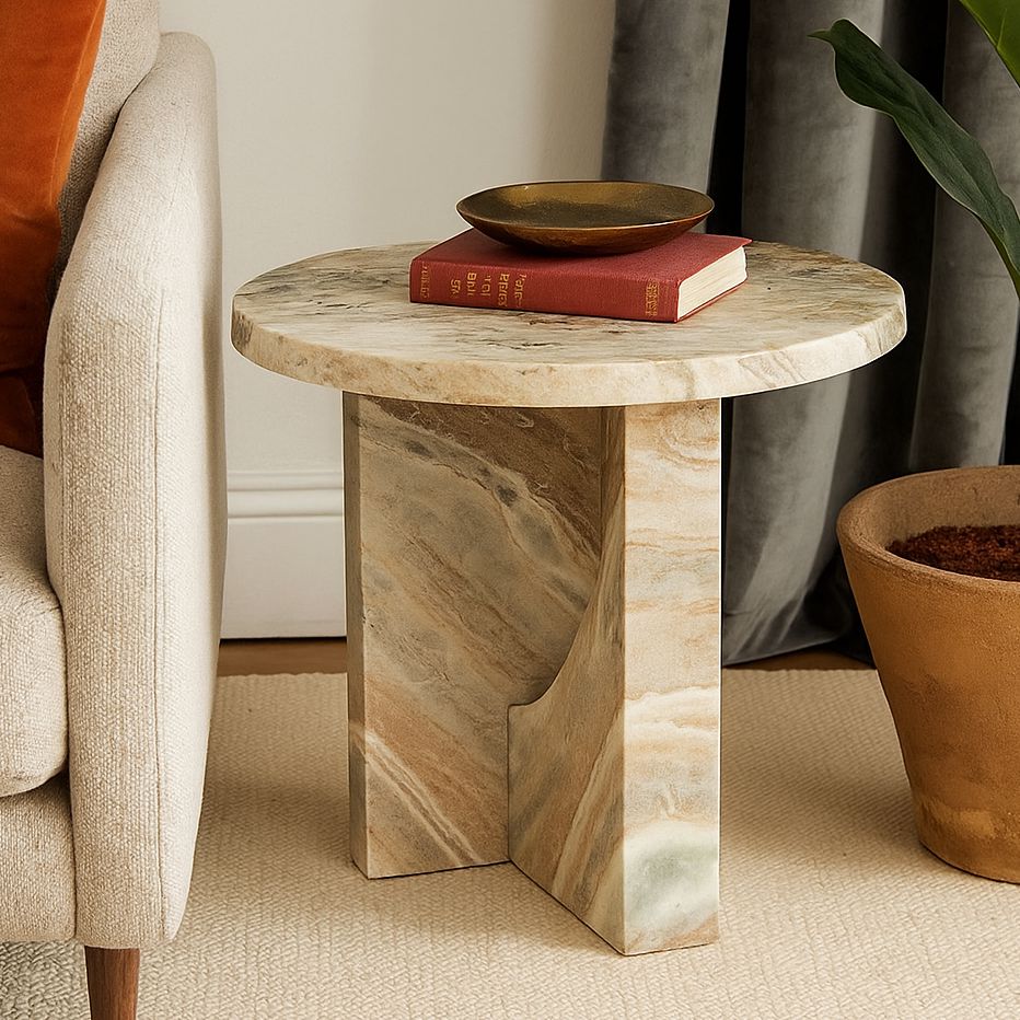 Obelisk Solid Marble Side Table - decorstore