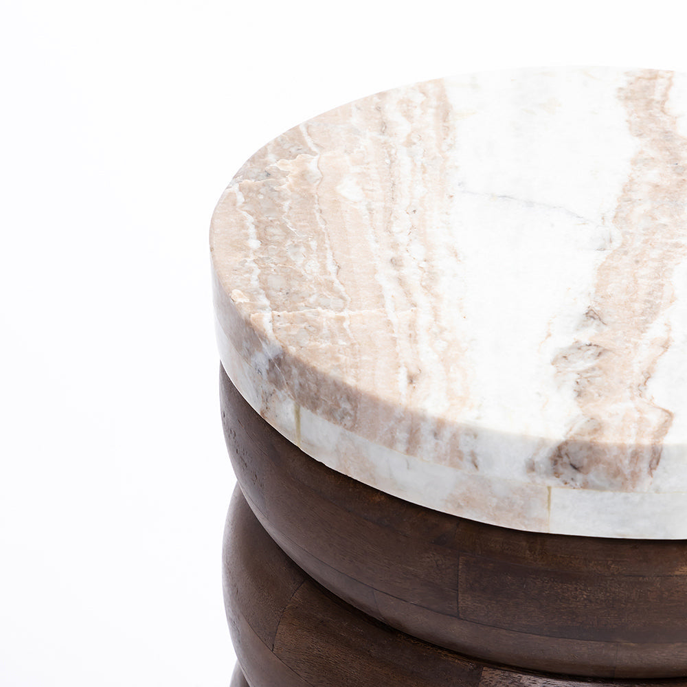 Marble Hardwood Stacking Table