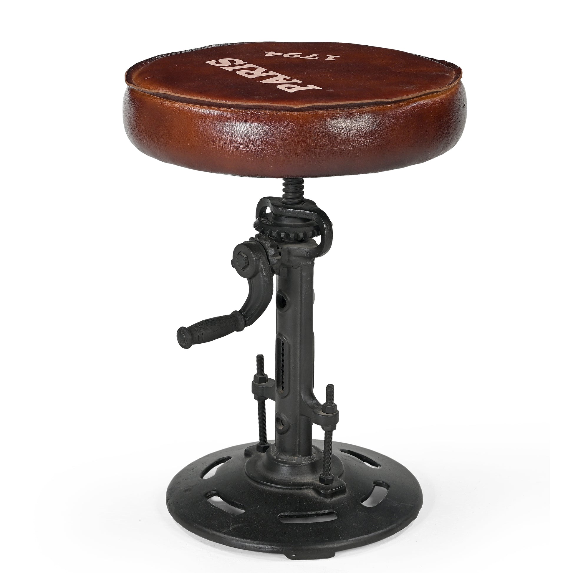 Paris Brown Leather Bar Stool - decorstore