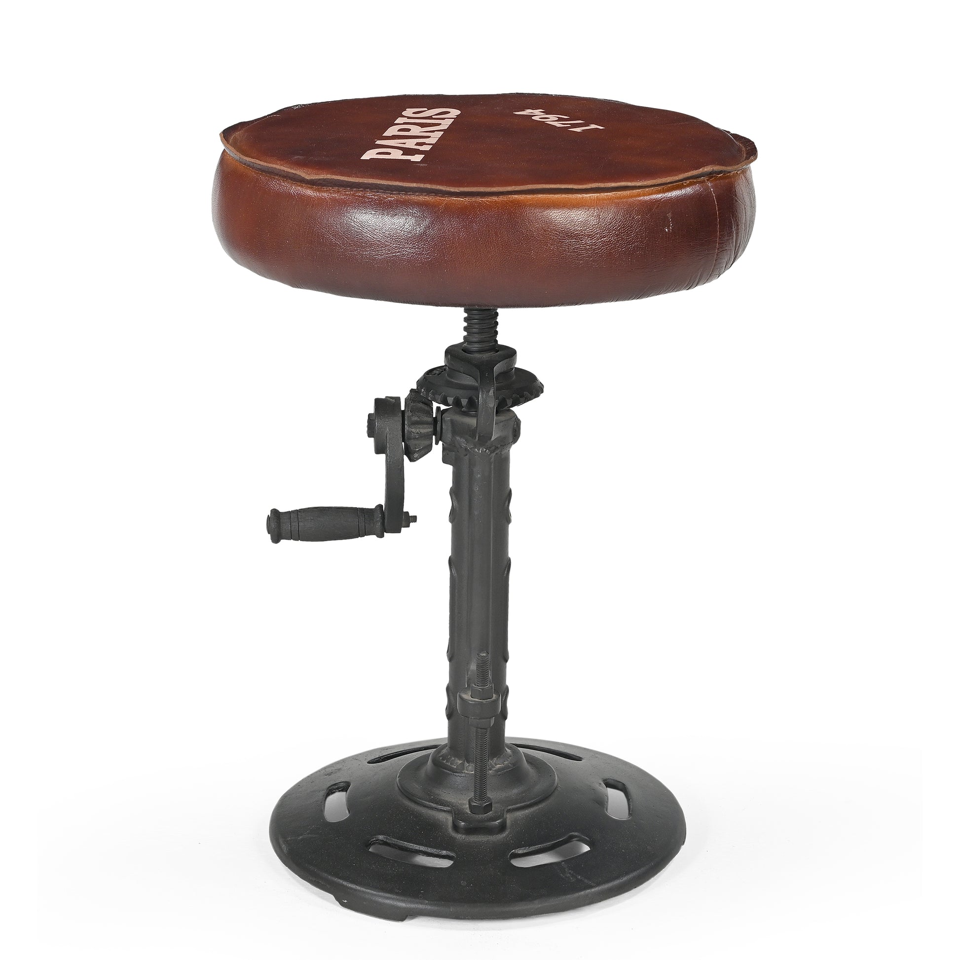 Paris Brown Leather Bar Stool - decorstore