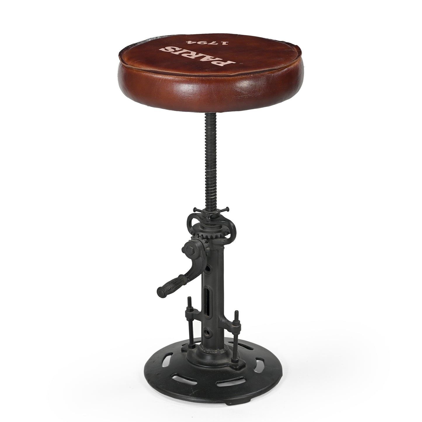 Paris Brown Leather Bar Stool - decorstore