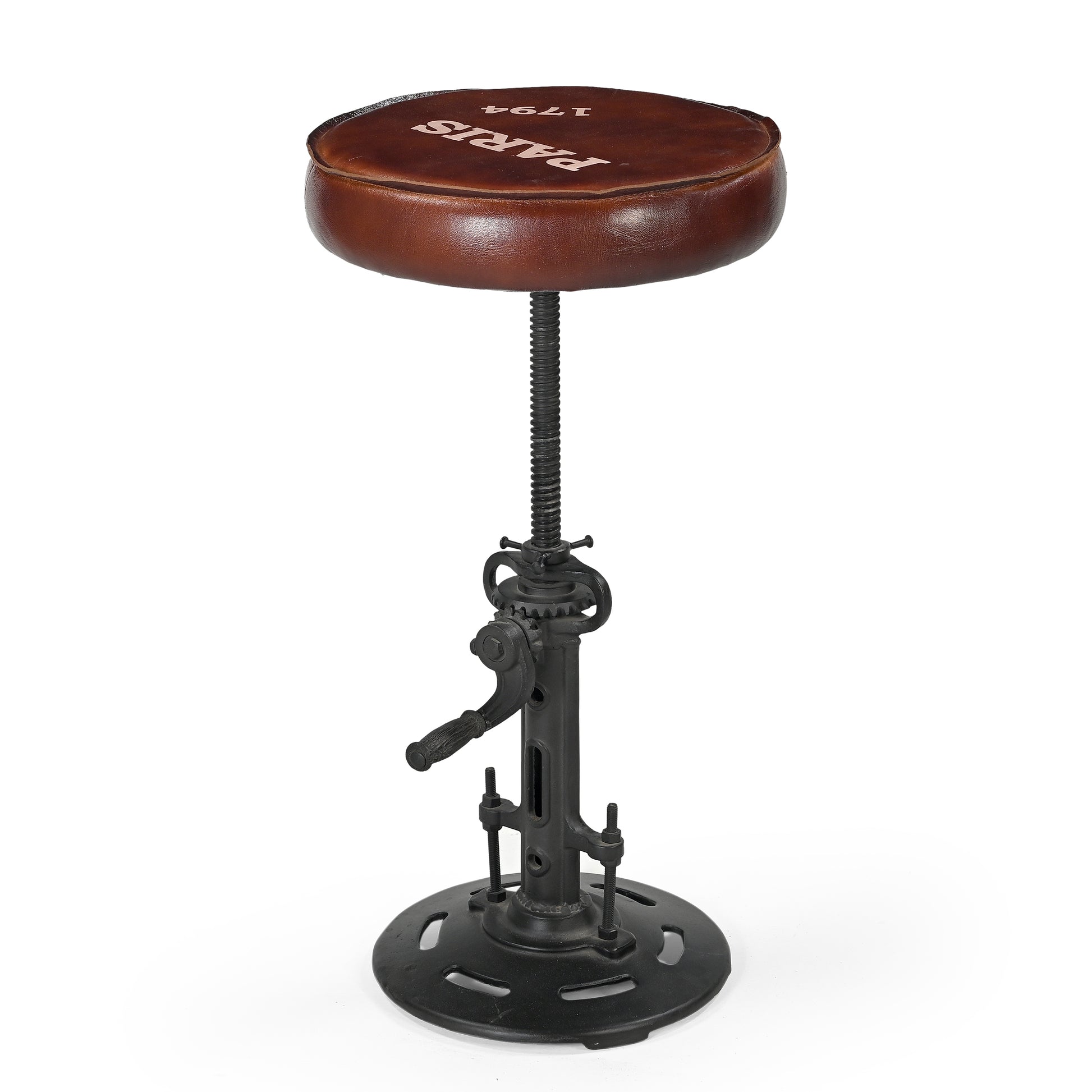 Paris Brown Leather Bar Stool - decorstore