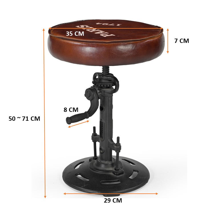 Paris Brown Leather Bar Stool - decorstore