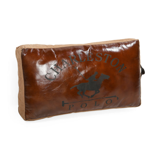 Large Leather Canvas Polo Cushion - decorstore