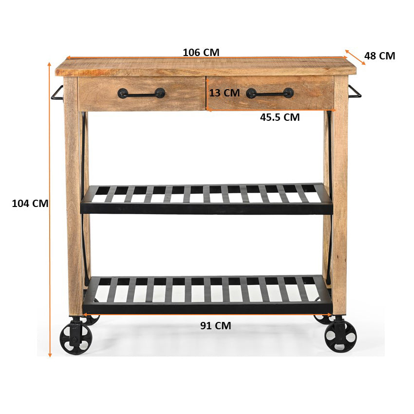 Wooden Wheely Butlers Trolley - decorstore