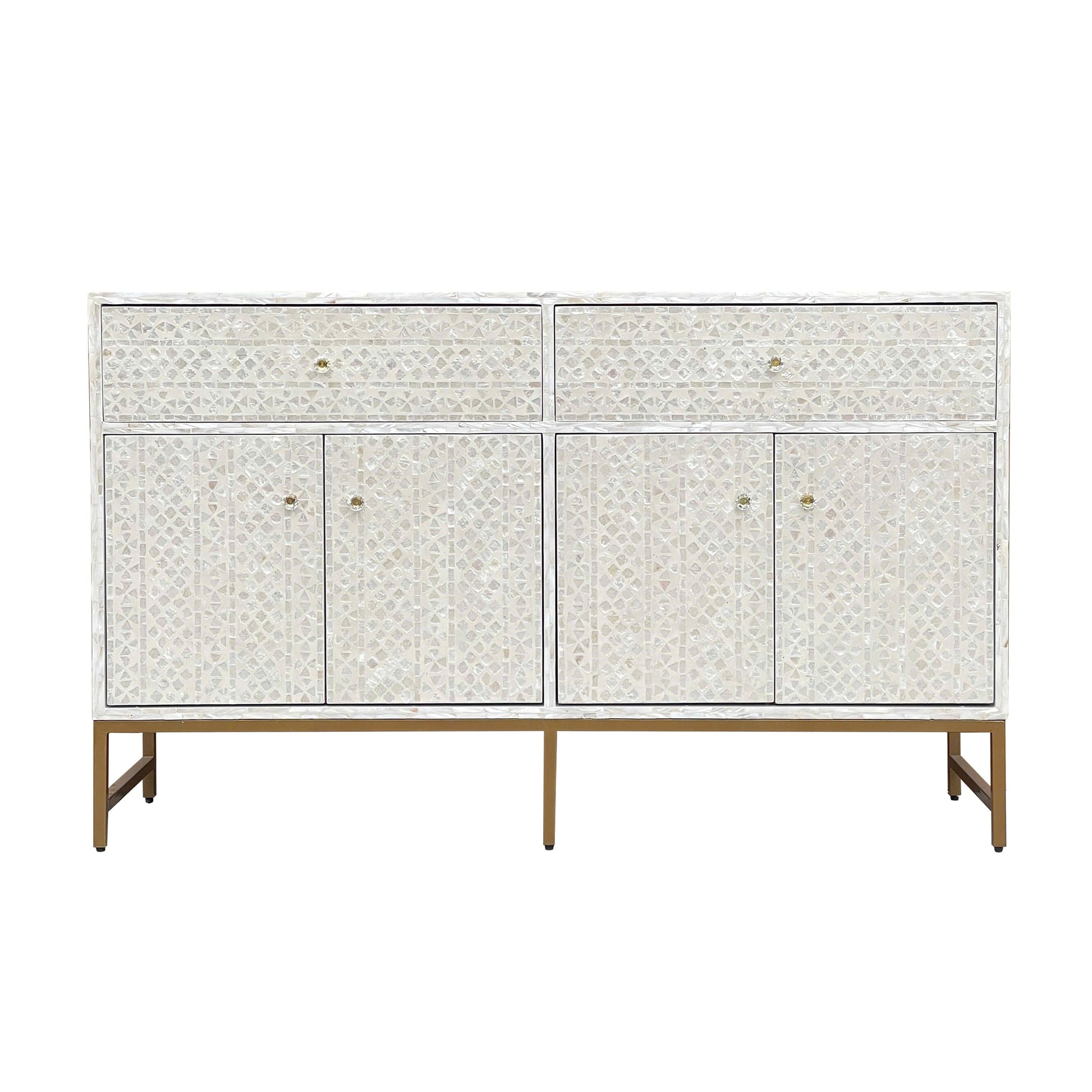 Mother of Pearl Console Cabinet – Light Wash Finish - decorstore