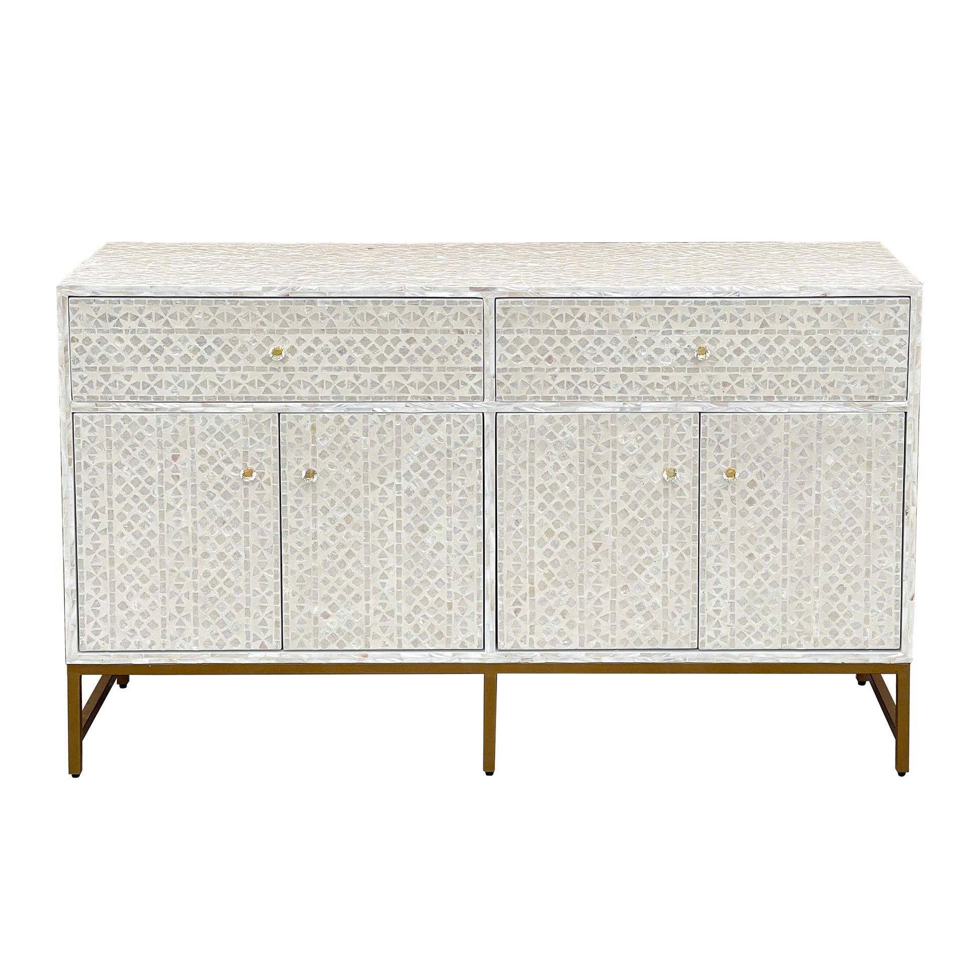 Mother of Pearl Console Cabinet – Light Wash Finish - decorstore