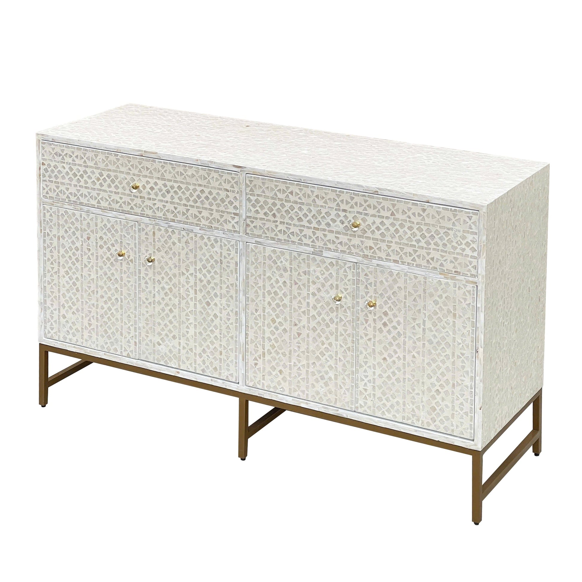 Mother of Pearl Console Cabinet – Light Wash Finish - decorstore
