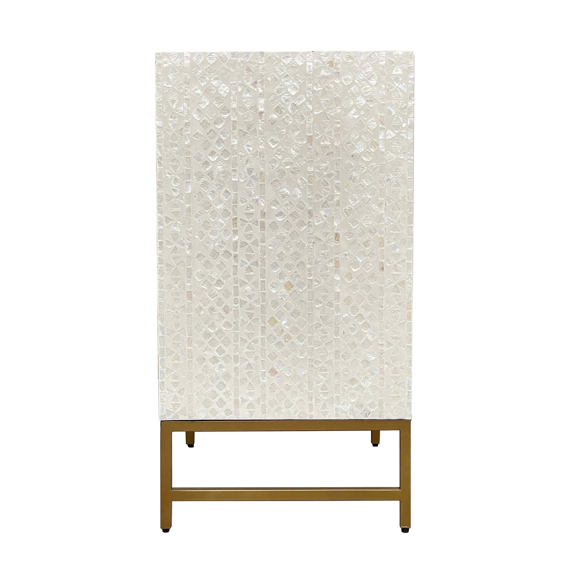 Mother of Pearl Console Cabinet – Light Wash Finish - decorstore