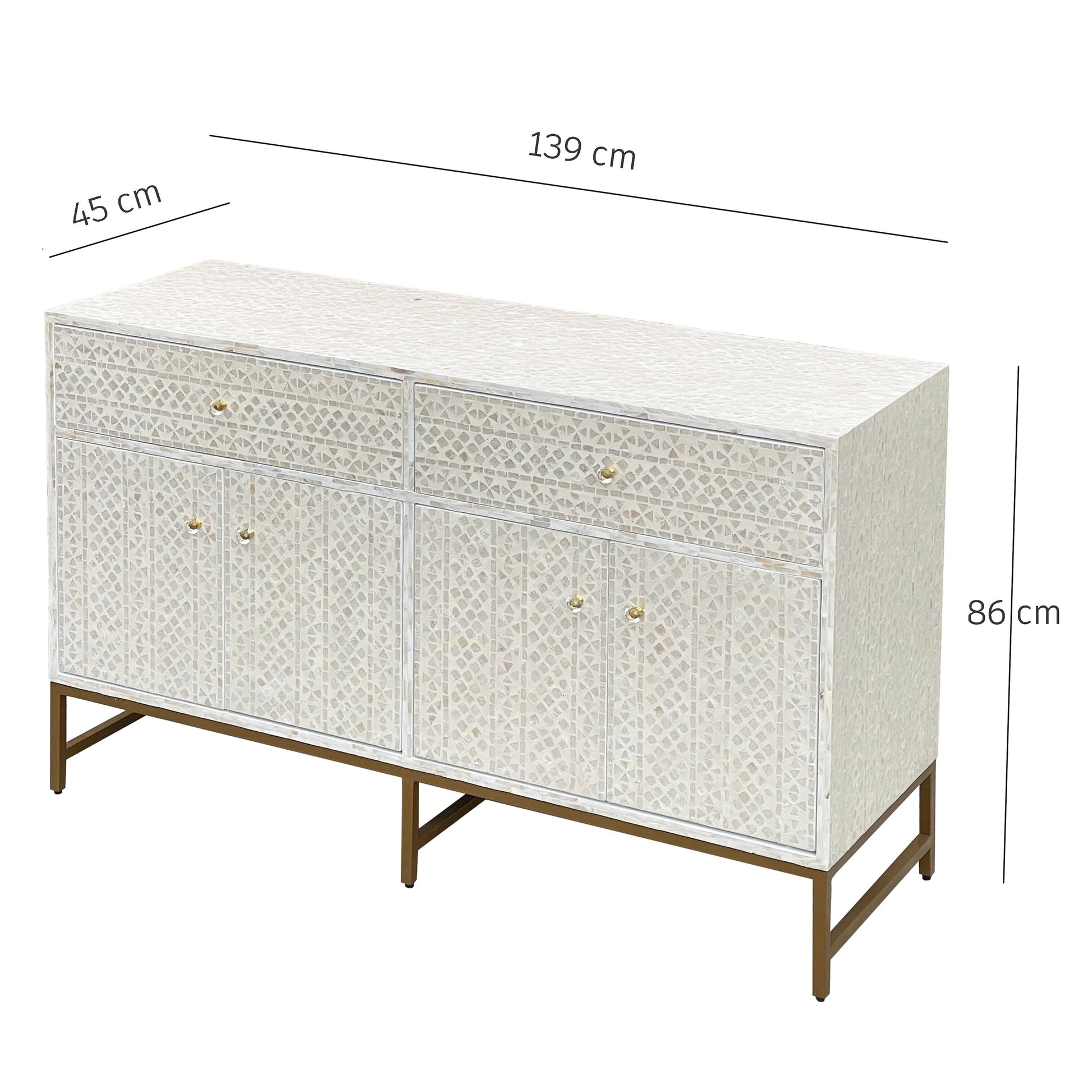Mother of Pearl Console Cabinet – Light Wash Finish - decorstore