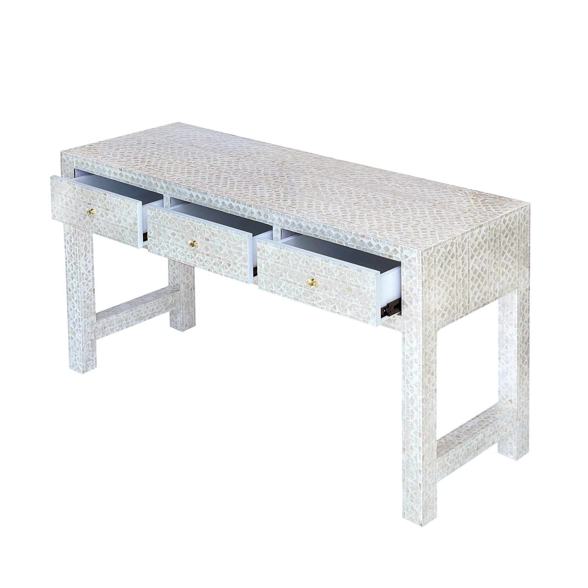 Mother of Pearl Inlay Console – Subtle Light Hue - decorstore
