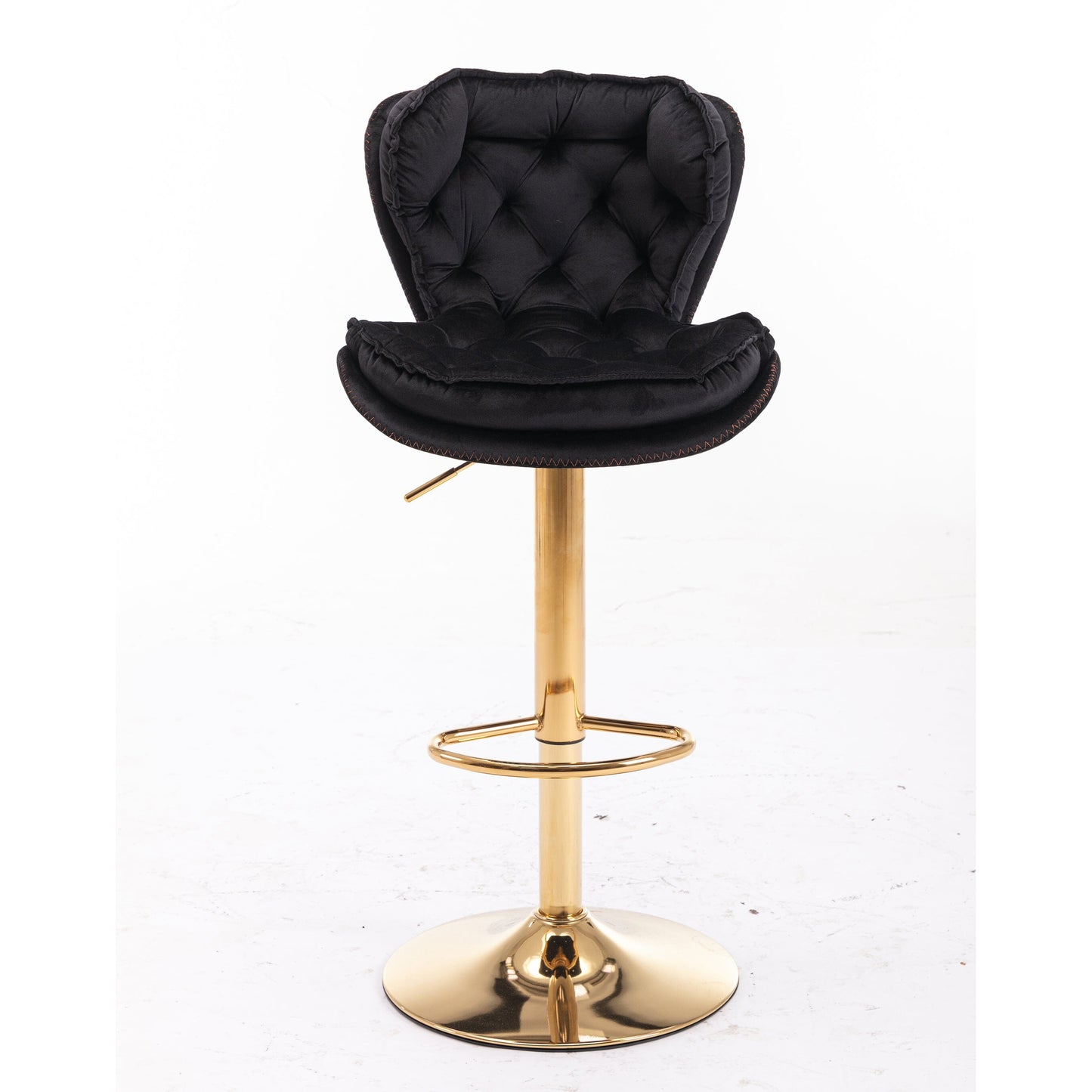 Plush Velet Black & Gold Stool - decorstore