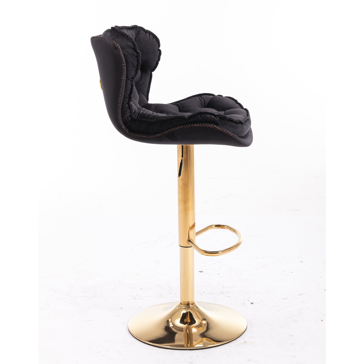 Plush Velet Black & Gold Stool - decorstore