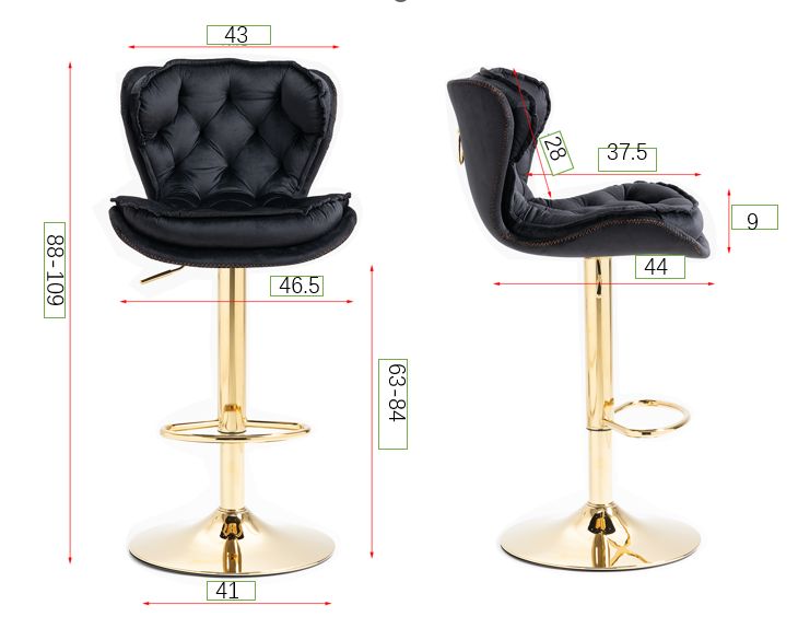 Plush Velet Black & Gold Stool - decorstore