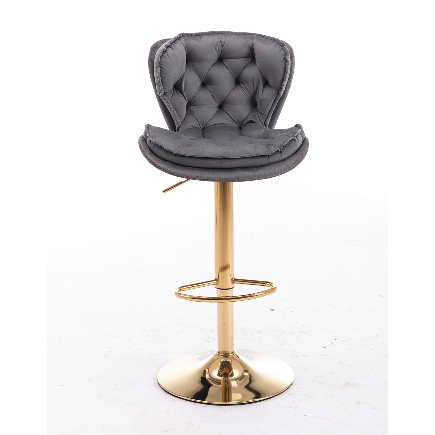Dohety Velvet Grey and Gold Bar Stool - decorstore