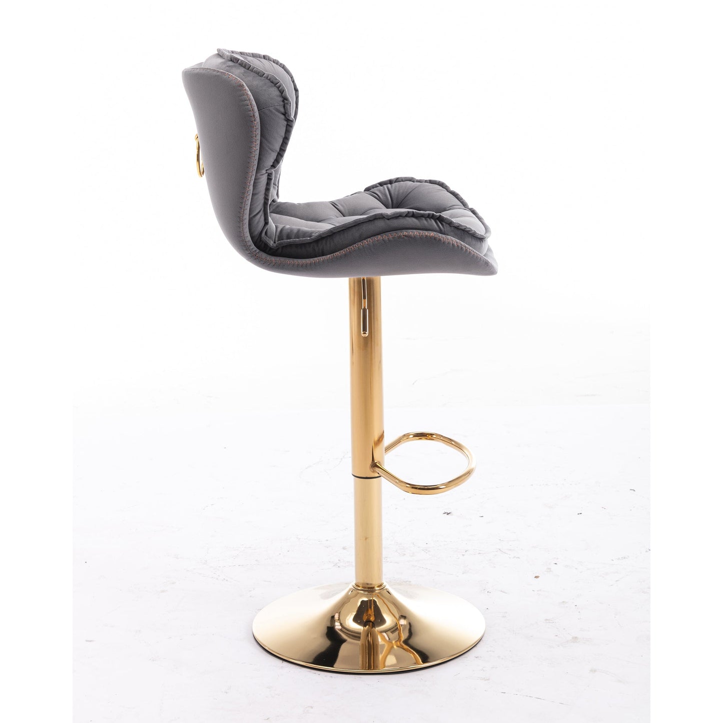 Dohety Velvet Grey and Gold Bar Stool - decorstore