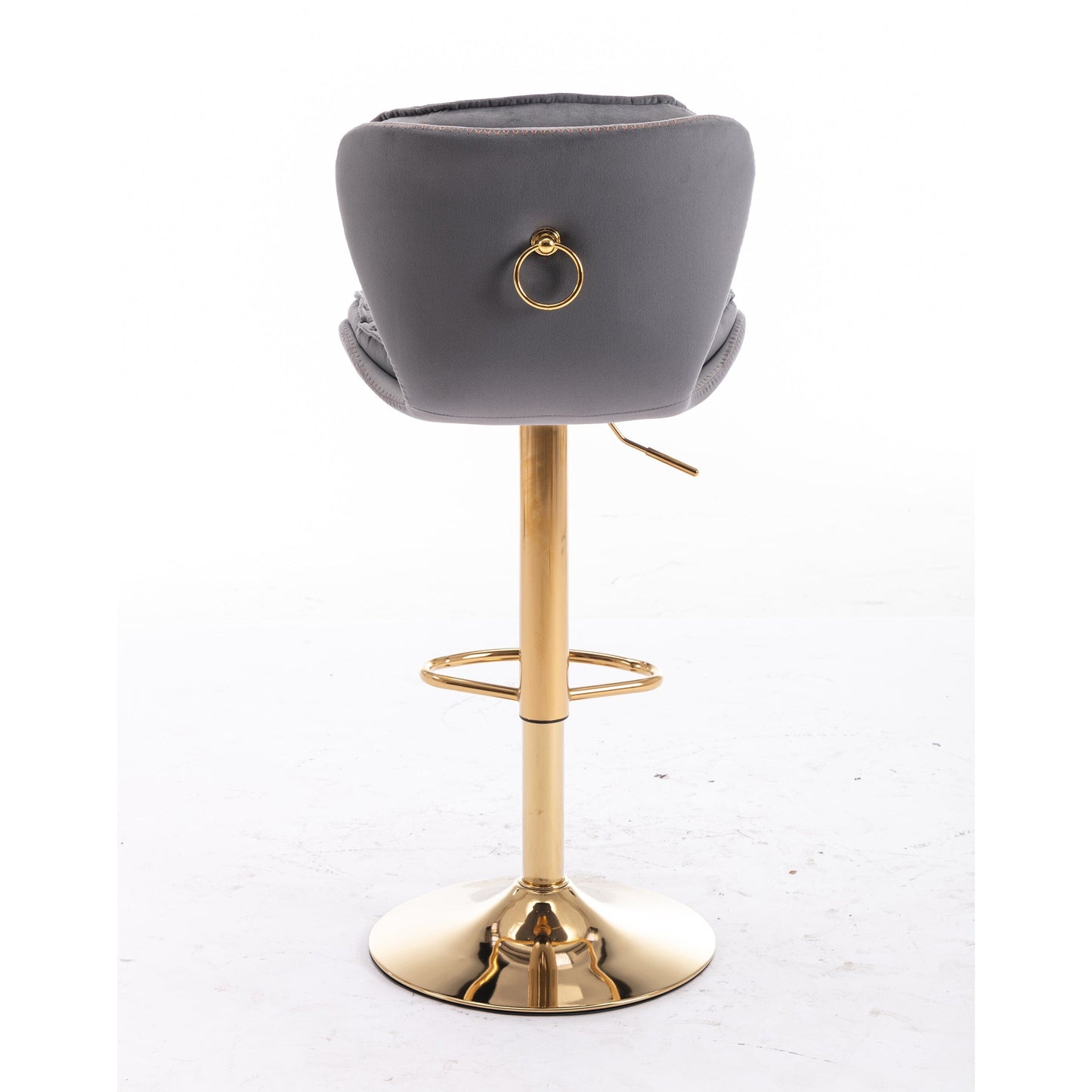 Dohety Velvet Grey and Gold Bar Stool - decorstore