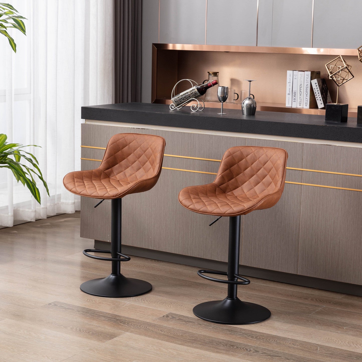 Alto Faux Leather Gas Lift Bar Stool - decorstore