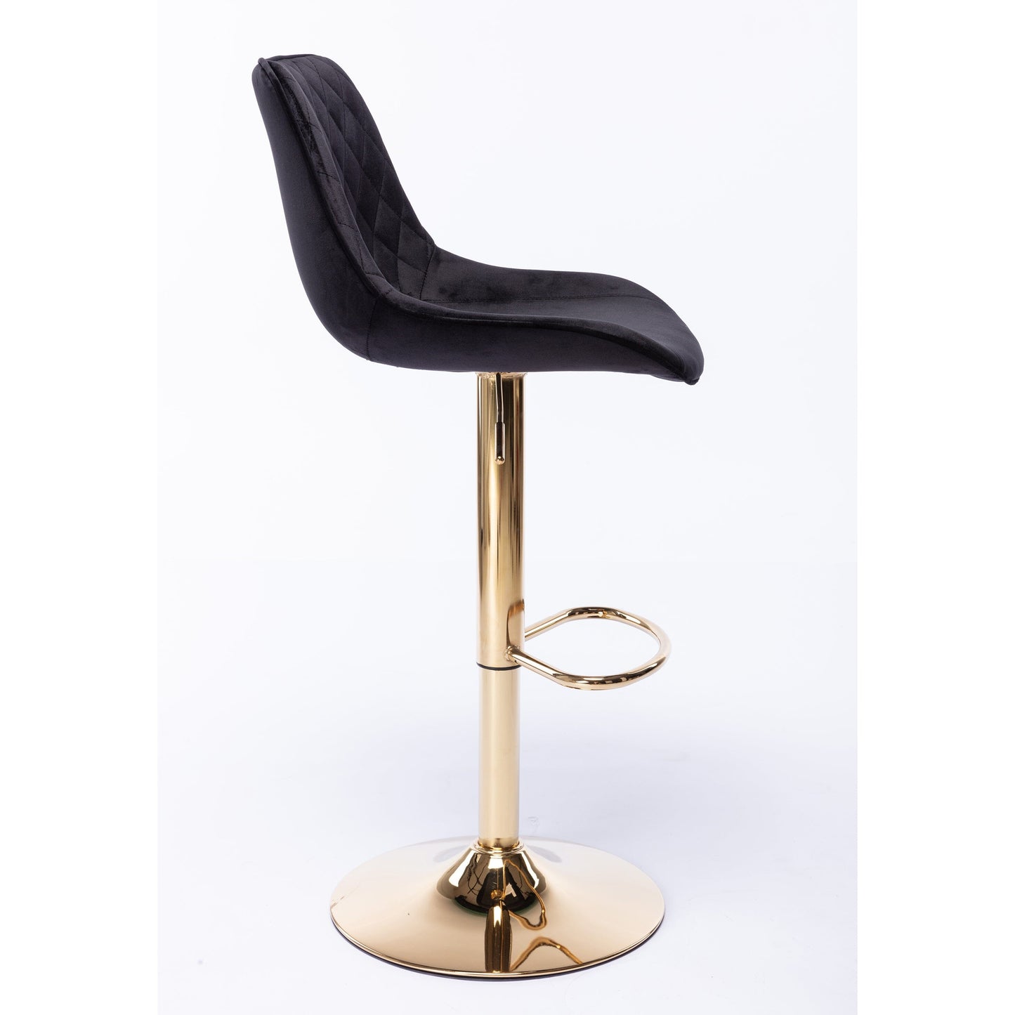 Jorja Black Velvet and Gold Gas Lift Bar Stool - decorstore