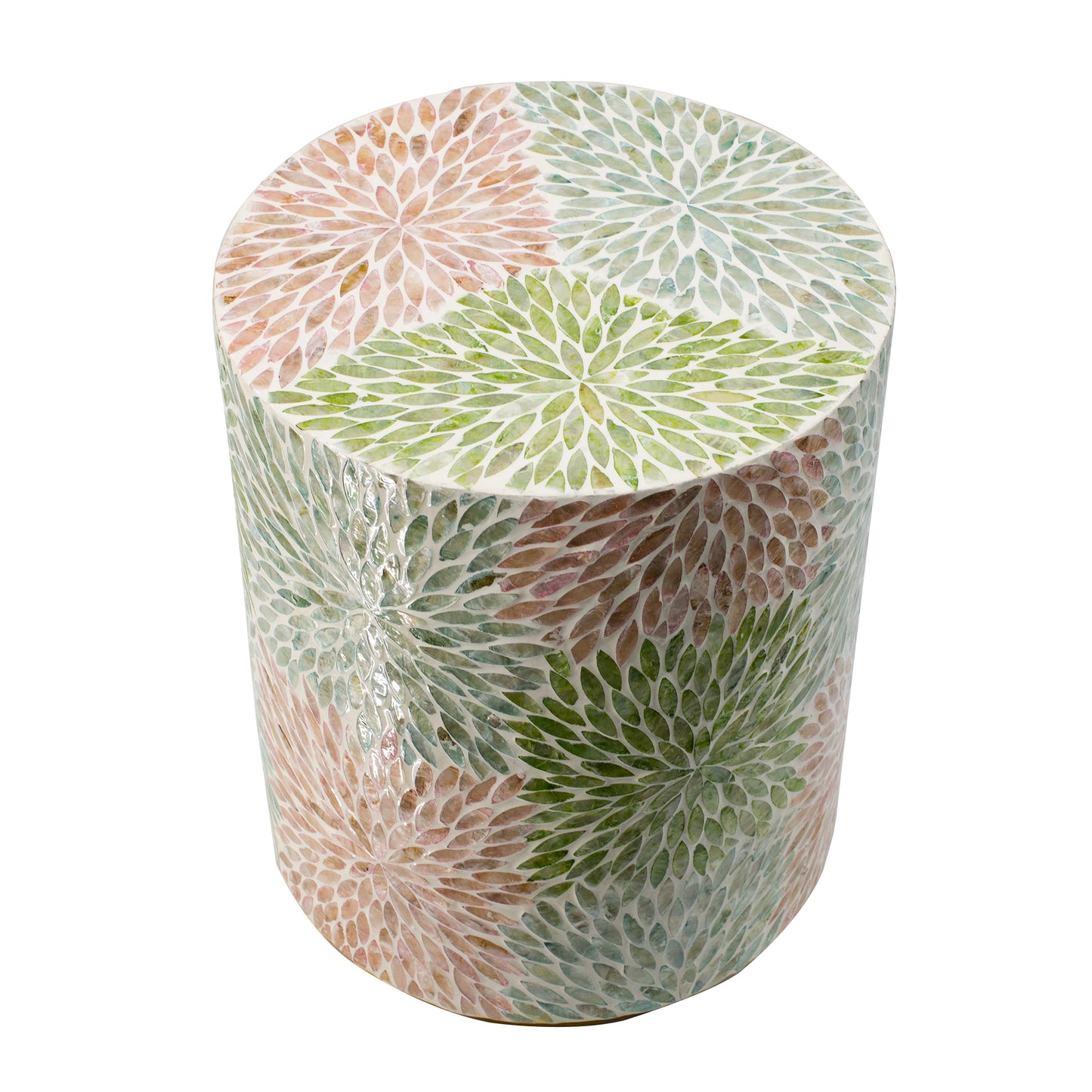 Mother of Pearl Floral inlay side table/Stool - decorstore