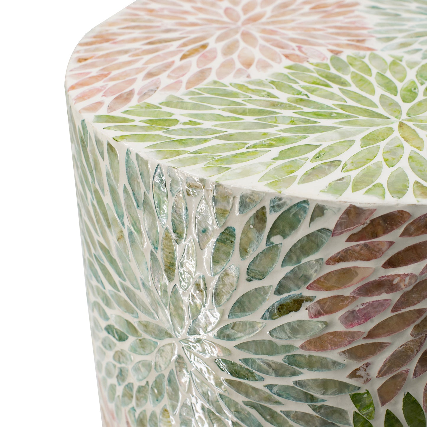 Mother of Pearl Floral inlay side table/Stool - decorstore