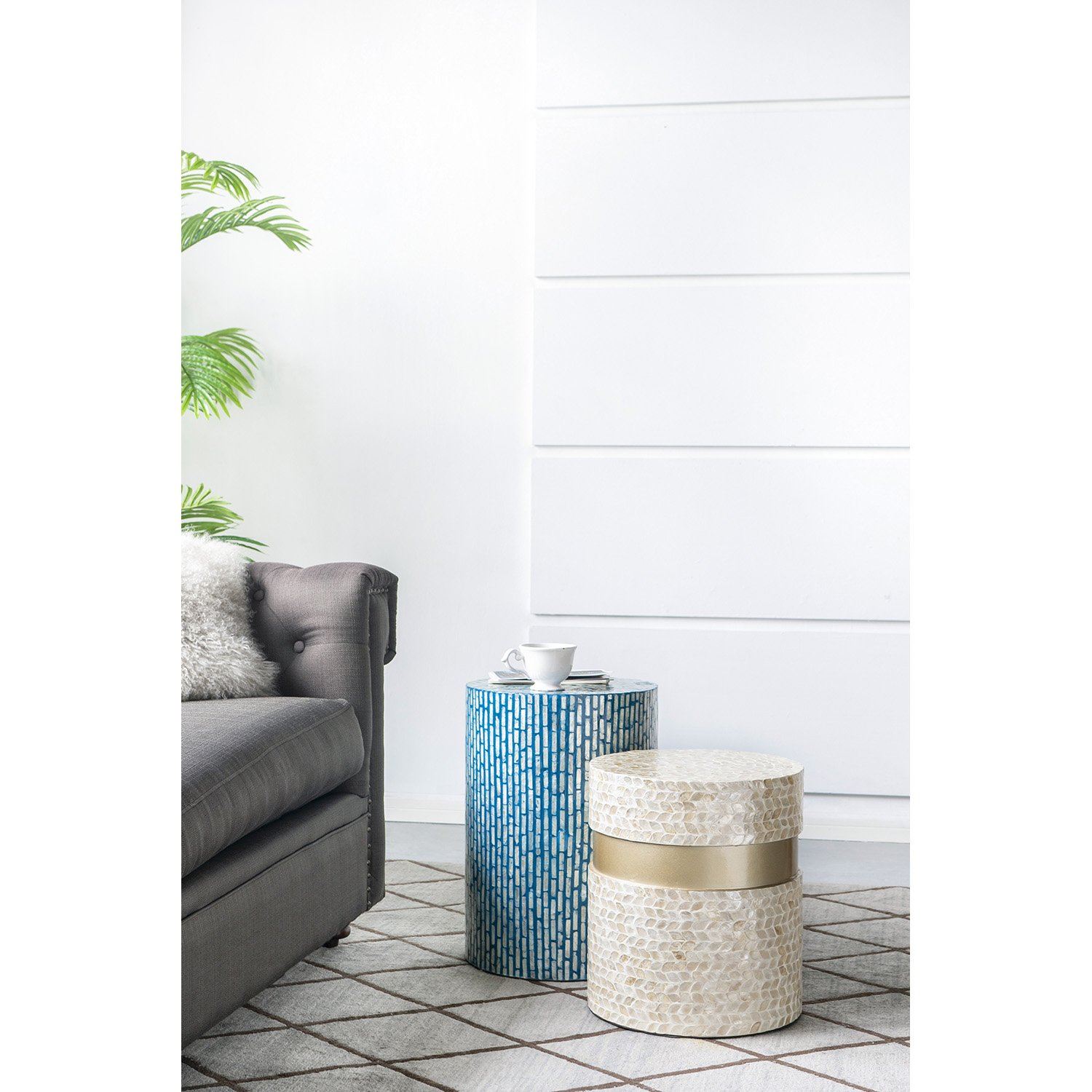 Mother of Pearl Baha Stool/Table - decorstore