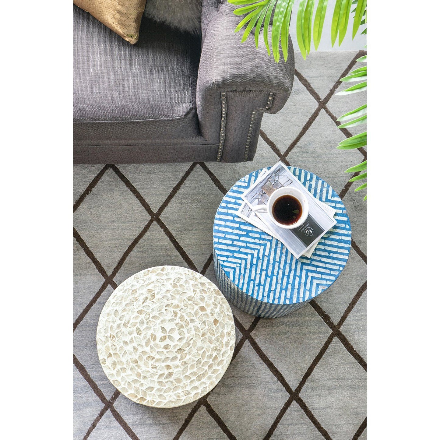 Mother of Pearl Baha Stool/Table - decorstore