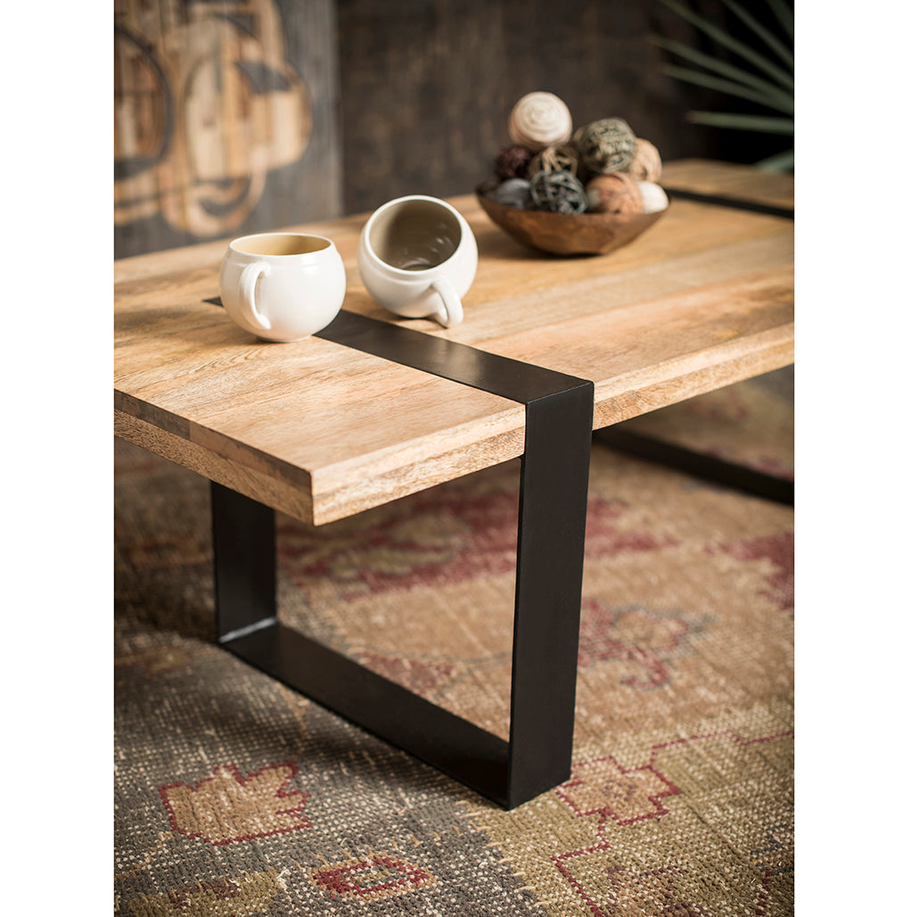 Iron Hand Crafted Hardwood Coffee Table - decorstore