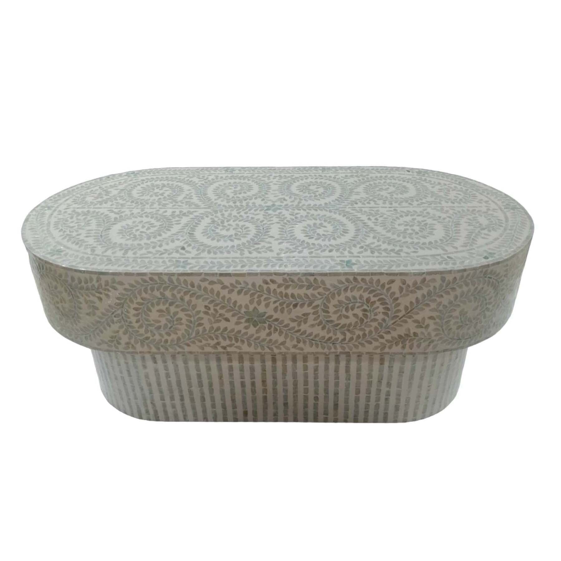 Mother of Pearl Azure Oasis Oval Coffee Table - decorstore