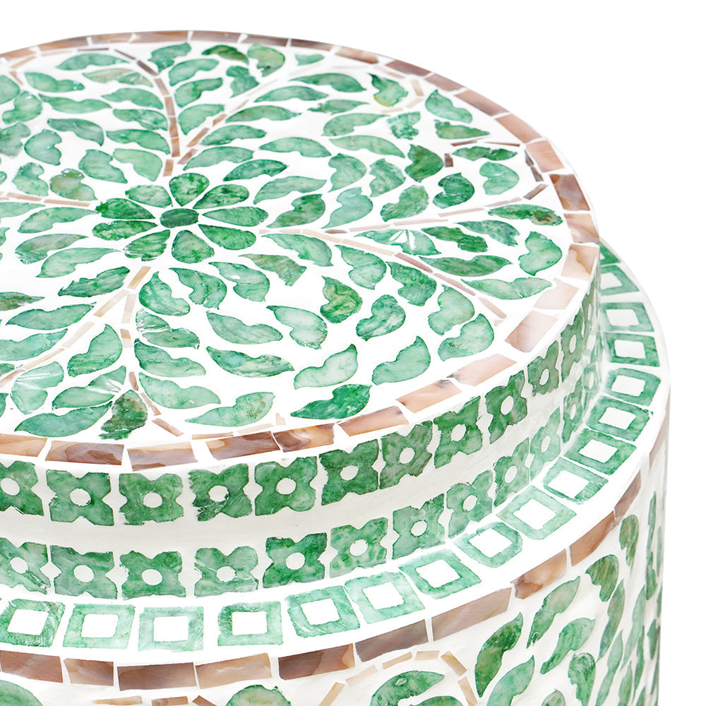 Mother of Pearl Belle Cylinder Turquoise Table/Stool - decorstore