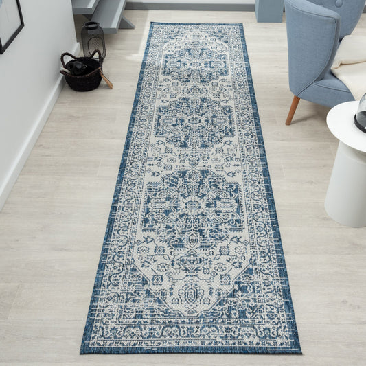 Patio 455 DenimFloor Runner Rug Designer Rug - decorstore