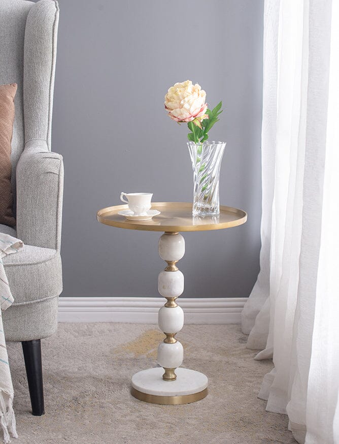 Marble and Aluminium Hand Made Side Table - decorstore