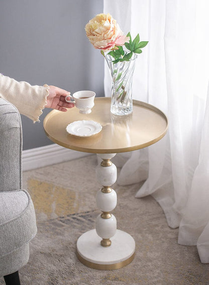 Marble and Aluminium Hand Made Side Table - decorstore