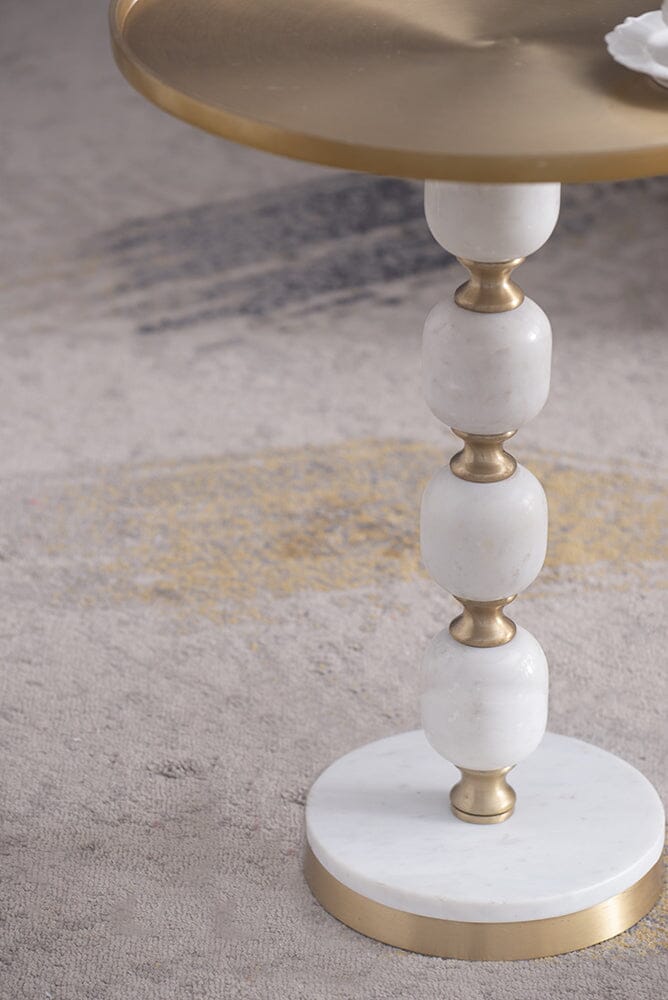 Marble and Aluminium Hand Made Side Table - decorstore